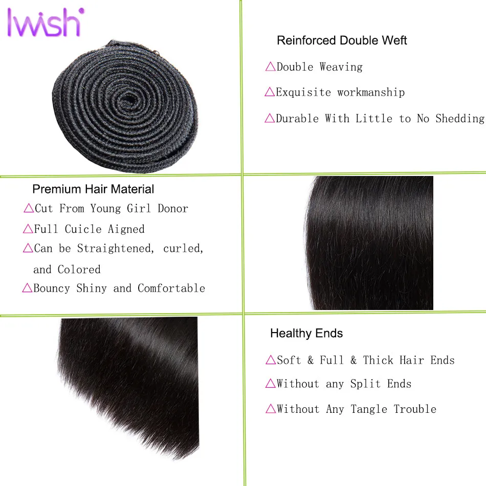 Прямые человеческие волосы пряди с закрытием перуанские для наращивания Remy