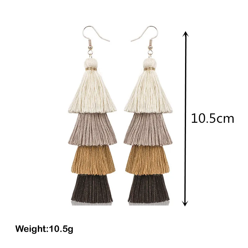 Женские длинные серьги-кисточки в богемном стиле массивные Многослойные висячие