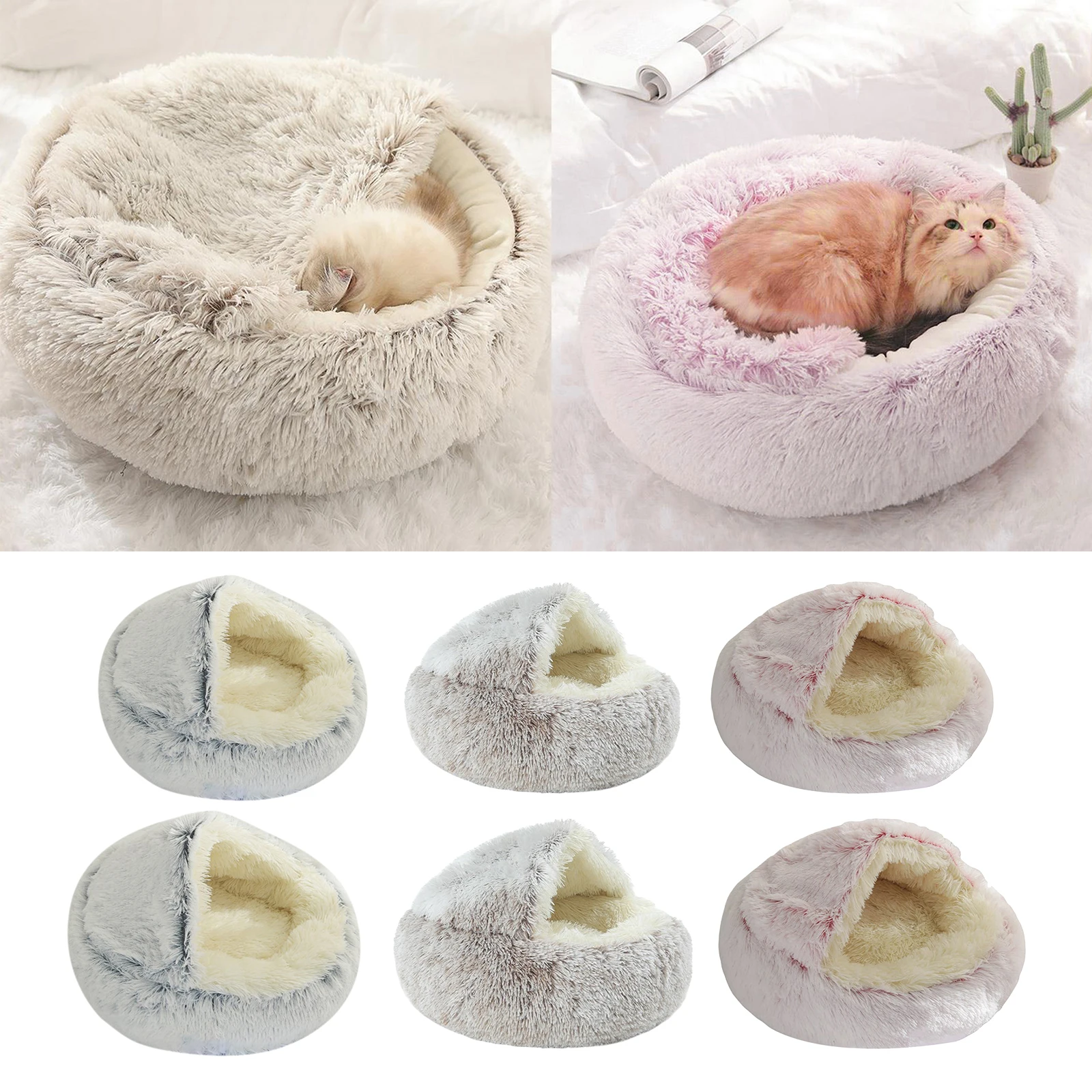 

Pet Dog Soft Plush Cat Bed Puppy Round Warm Sleeping Mat Kennel Nest