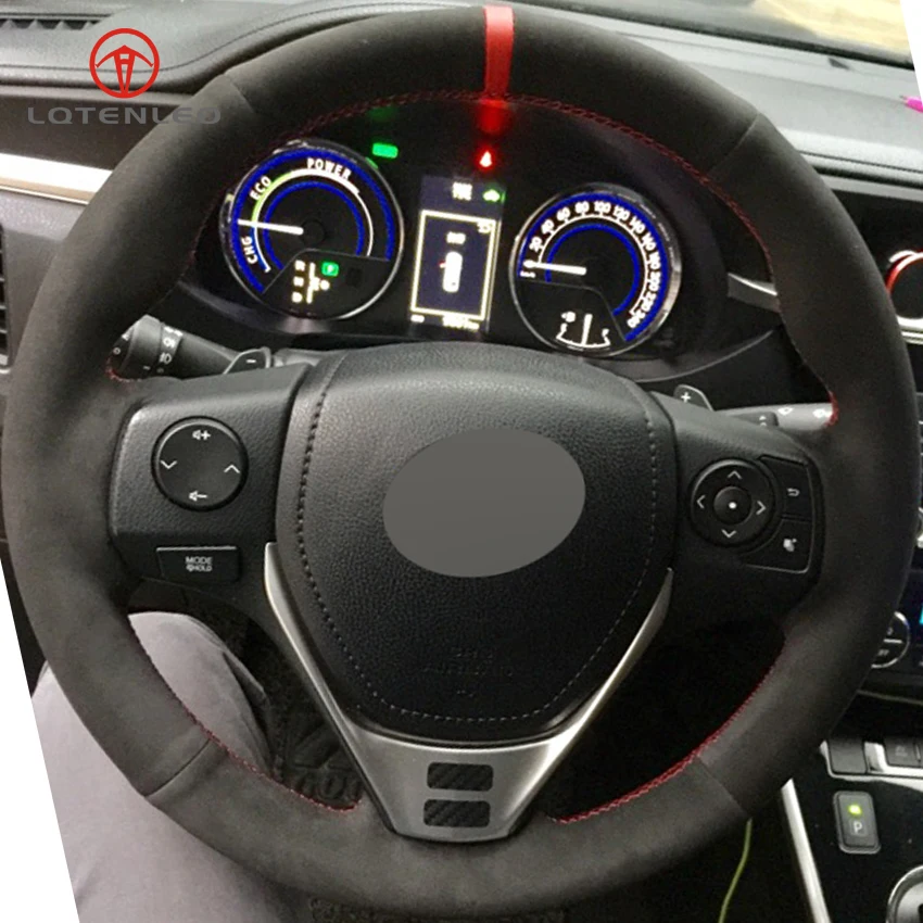 

LQTENLEO черный замшевый чехол рулевого колеса автомобиля DIY для Toyota RAV4 2013-2019 Corolla 2014-2019 Auris 2013-2016 Scion iM 2016
