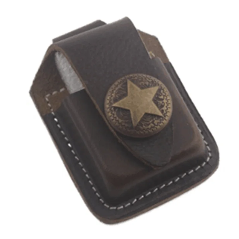 Кожаный чехол с высокой винтажной латунной пряжкой для зажигалки портативный