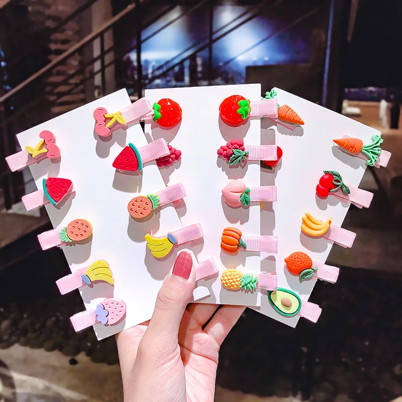 10 шт./компл. заколки для волос девочек с мультяшным единорогом фруктами и цветами