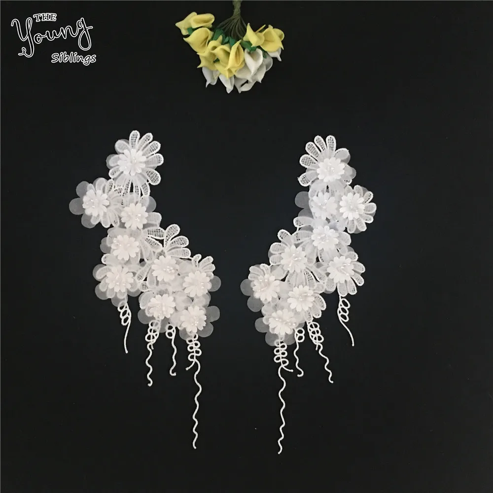 Новое поступление белая вышивка декольте Кружевная аппликация отделка шитье