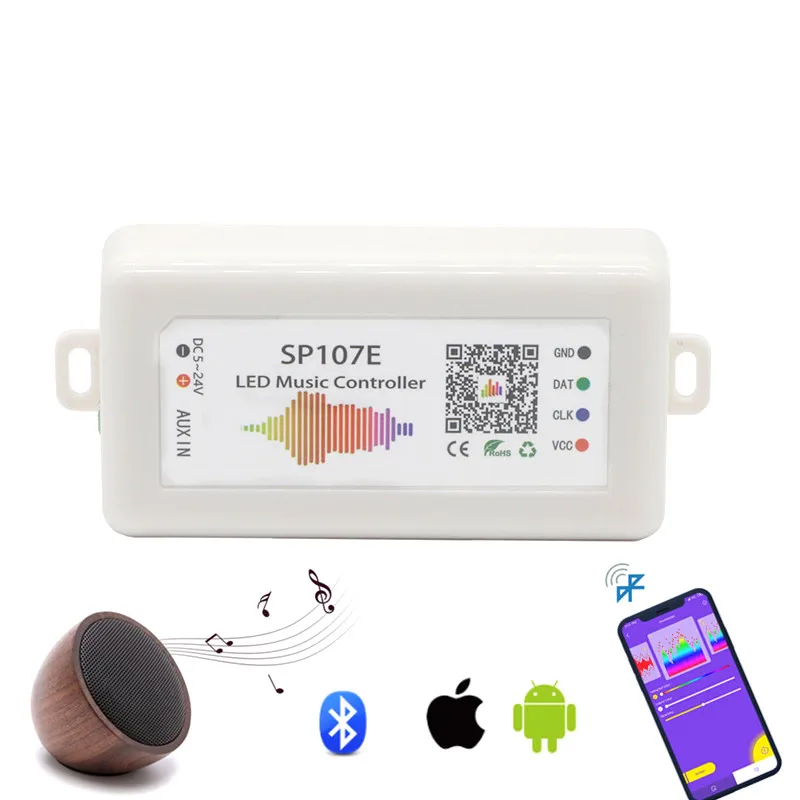 

Музыкальный контроллер sp107 e с Bluetooth, полноцветные контроллеры Pixel SPI с помощью приложения для смартфона, Светодиодная лента WS2811 WS2812B WS2813 SK6812