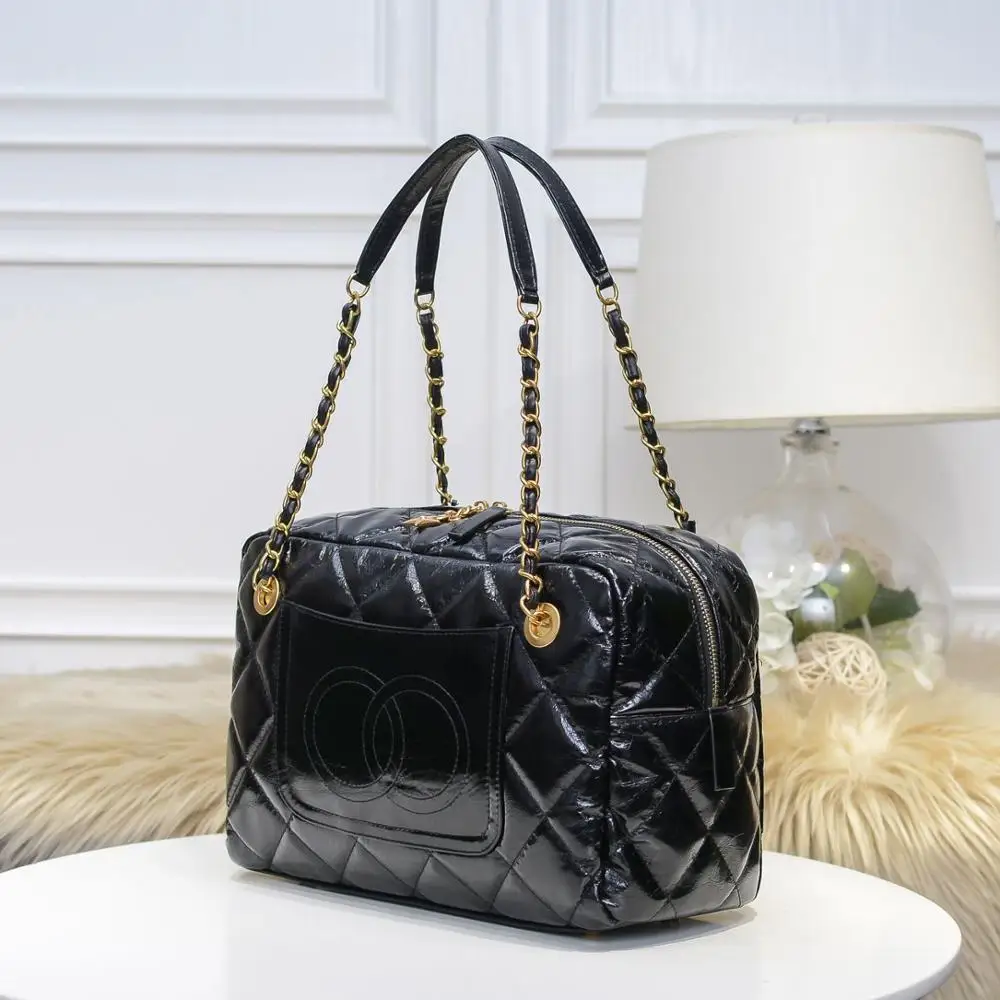 

free shipping 2020 the new style fashion diamond lattice genuine cow leather women handbag large capacity zipper bag