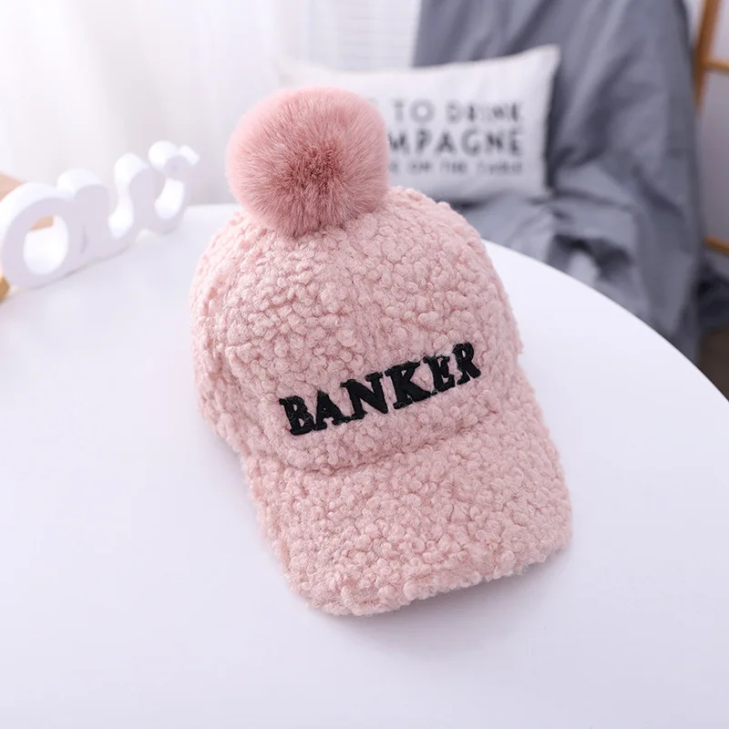 Lamb Wool Cold and Warm Letter Embroidery Baseball Caps Hole Adjustable Hip Hop Hat Soft Top Unisex Women Man Sun Hats