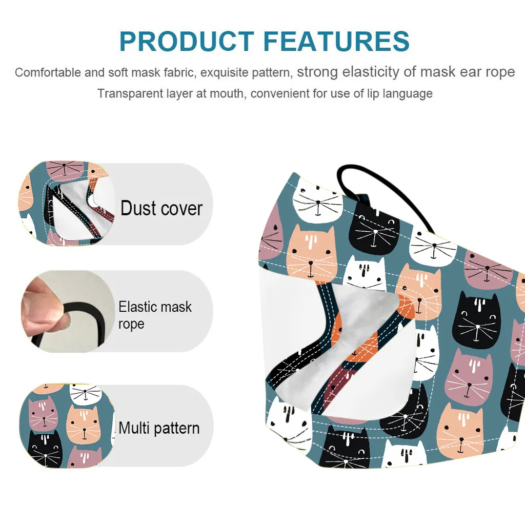 

5PC mascarillas ninos reutilizables Children kids Mask With Clear Window Visible Expression For Deaf Mute masque transparent A60