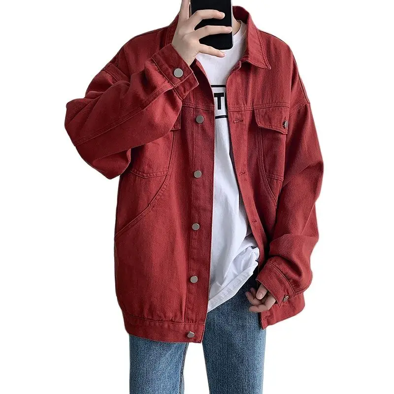 

New denim jacket for men in spring, loose denim jacket for Korean version, casual fashion denim jacket for men in washed fabric