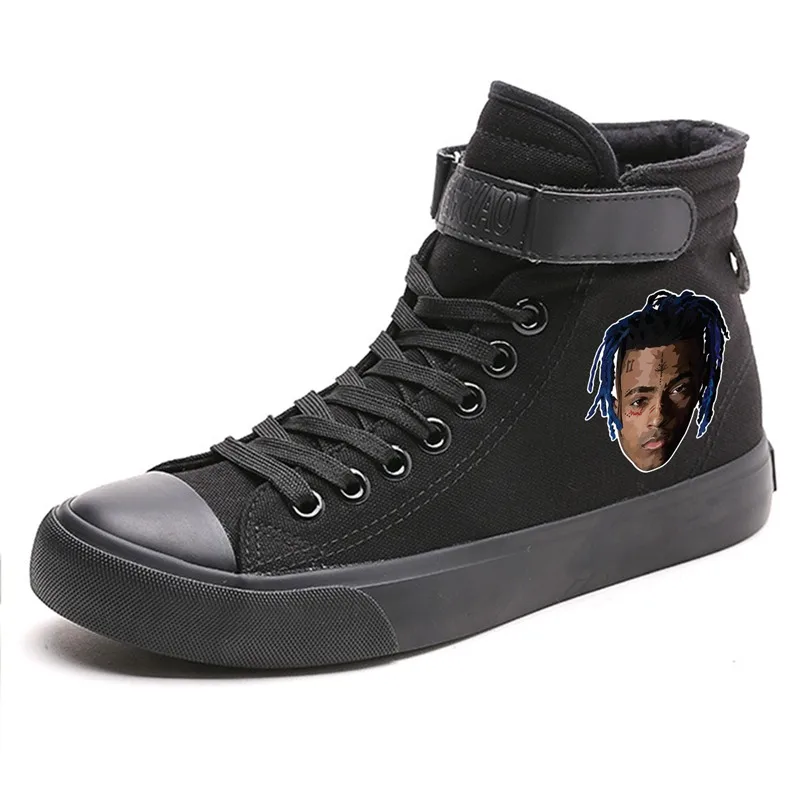 Певица Синг XXXTentacion высокий каблук Холст Верх мужские белые кроссовки VelcroShoelace трендовая обувь кроссовки A194301