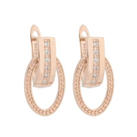 new unique oval design unusual earrings rose gold color trendy drop earrings natural zircon women fashion jewelry korean style