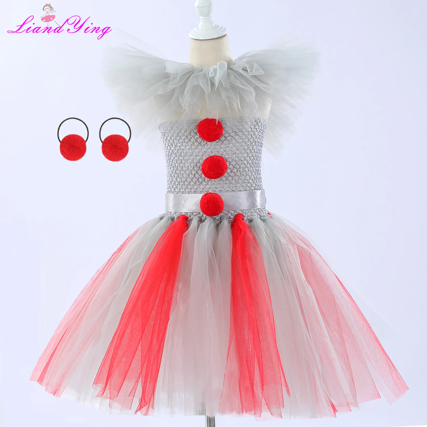 

Pennywise Clown Costume Girls Creepy Halloween Tutu Dress for Kids Toddler Birthday Party Outfit Baby Girl Christmas Clothes Set