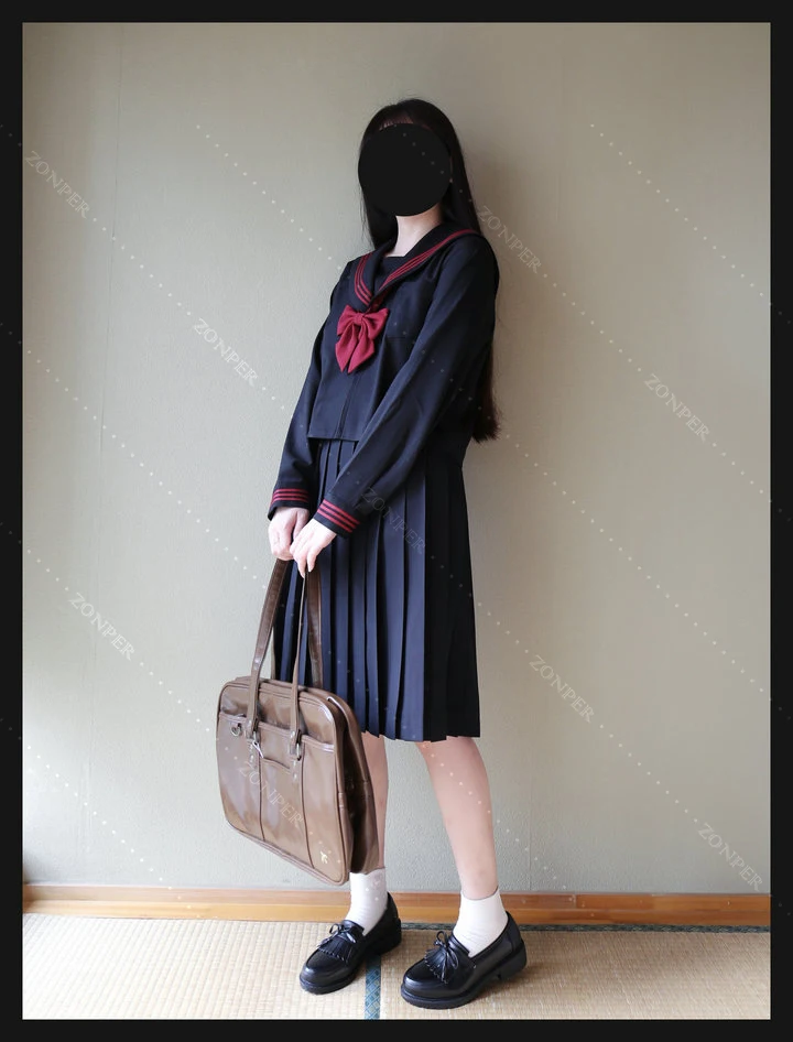 Японская школьная форма для девочек однотонный плиссированный костюм JK черный