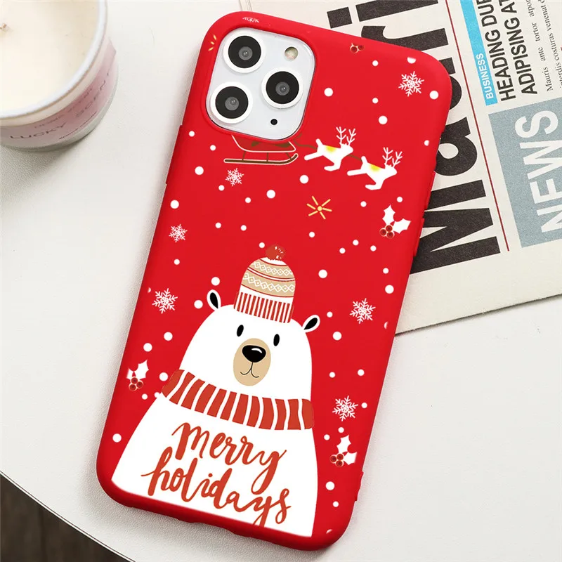 

Cartoon Christmas Phone Case For iPhone 12 Mini XR 8 7 6S Plus X 11 Pro XS Max 5S SE 2020 Case Silicone Soft TPU Cover Coque Elk