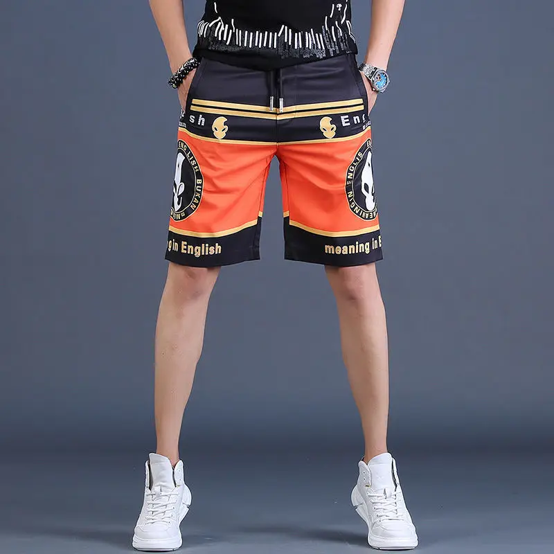 

Summer thin fashion brand printed Capris printed ice casual shorts men's versatile baggy pants beach pants [issued on March 25]
