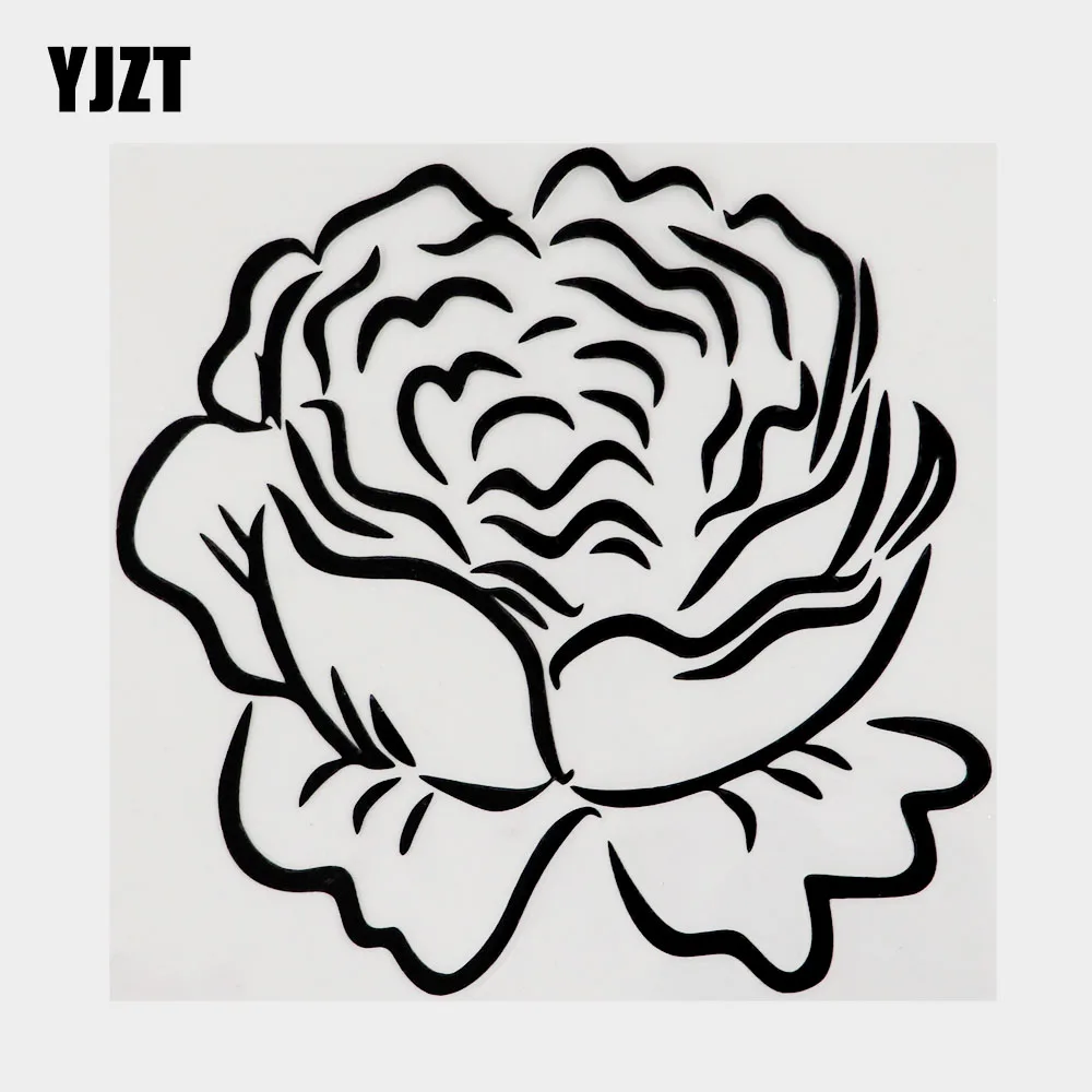 

YJZT 13.6CM×13.6CM Creative Graphical Plant Flower Vinyl Car Sticker Decal Black/Silver Vinyl 18B-0501