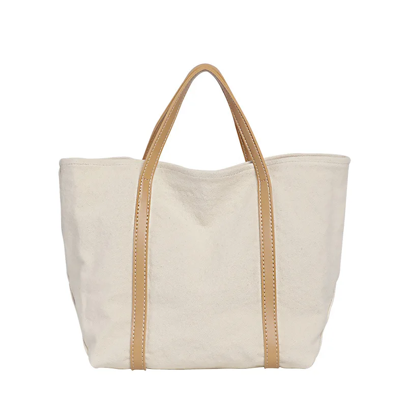 

Korean Simple Women Handbag Canvas Big Tote Bag Female Color Matching Shoulder Messenger Bags Large Capacity Crossbody Bag New