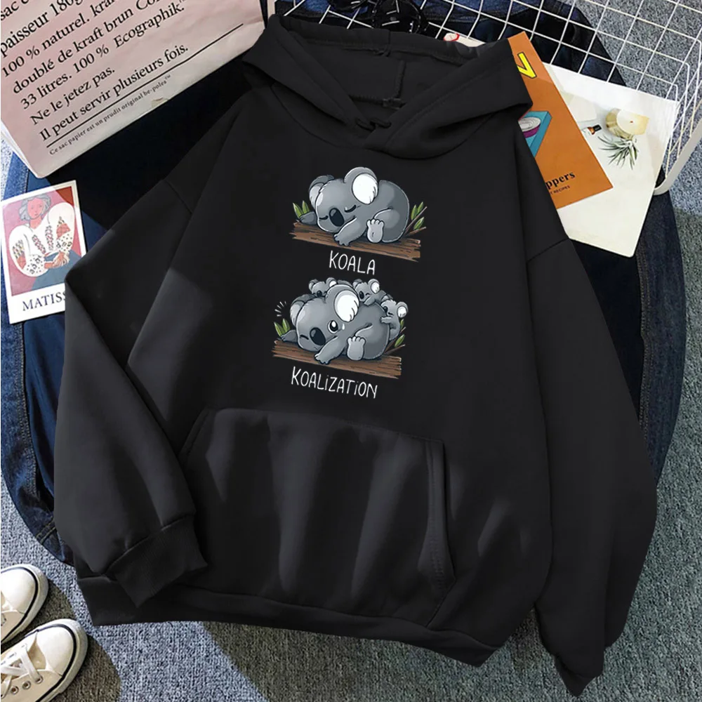 

Womens Hoodie Koala Mother Who Was Woken Up By The Children Printed Sweatshirt Women Oversize Funny Animal Ladies Long-Sleeved