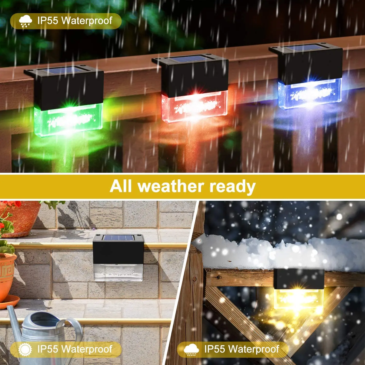 Светодиодная уличная лампа на солнечной батарее с изменением цвета теплого