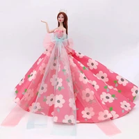 classic pink floral princess wedding dresses for barbie doll clothes clothing off shoulder evening gown 16 bjd accessories toy