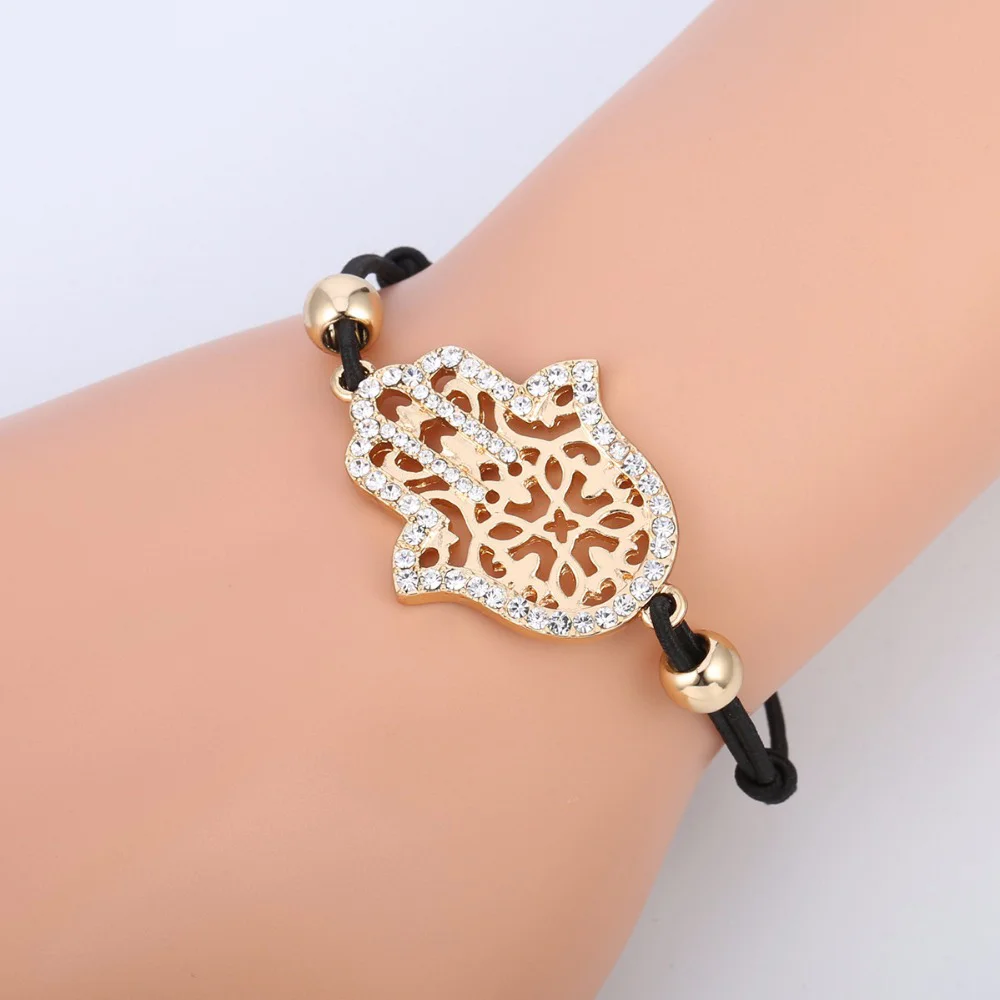 

High Quality Hamsa Hand Bracelet for Women Turkish Rope Chain Pulsera mujer AAA+ Cubic Zirconia Environmental Stand Dropshipping