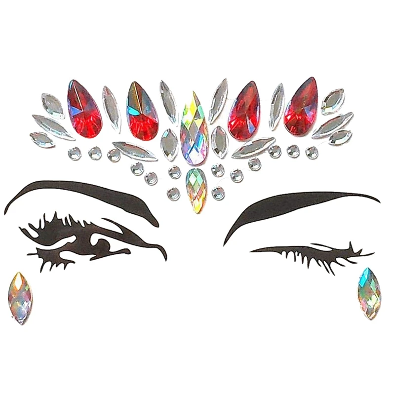 6 Sets Face Gems Rhinestone Mermaid Jewels Tattoo - Crystal Stickers Tears Gem Stones Bindi Temporary | Красота и здоровье