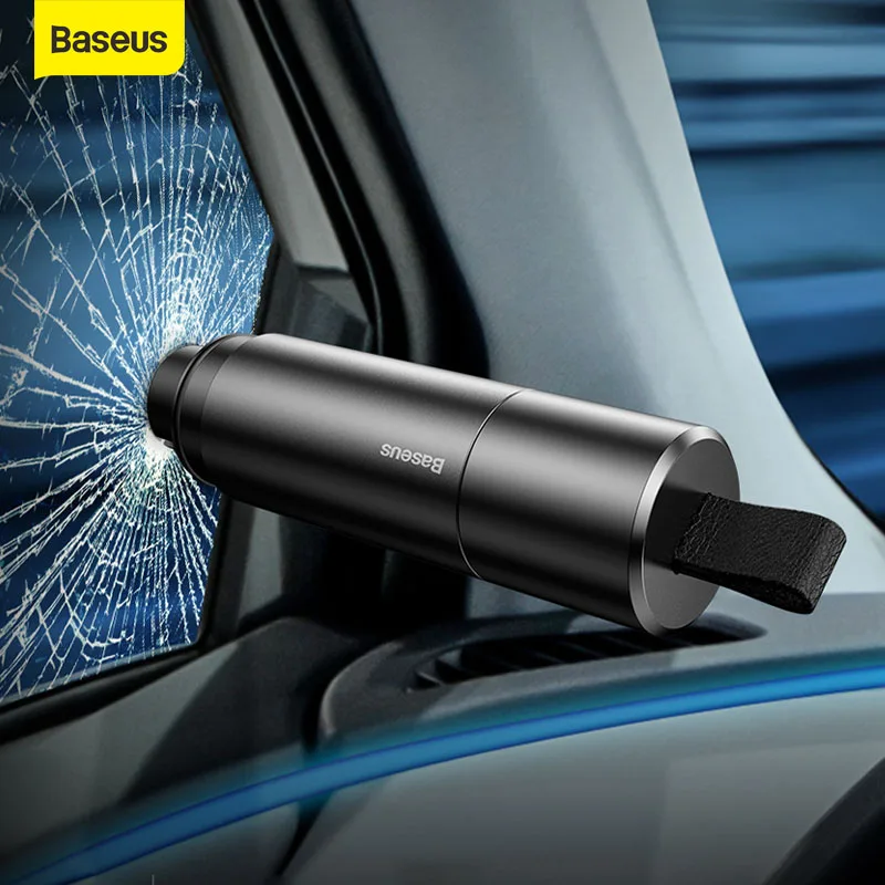Baseus Car Safety Hammer Mini Safety Hammer Emergency Glass Breaker Window Seat Belt Cutter Life-Saving Escape Hammer Blade Tool
