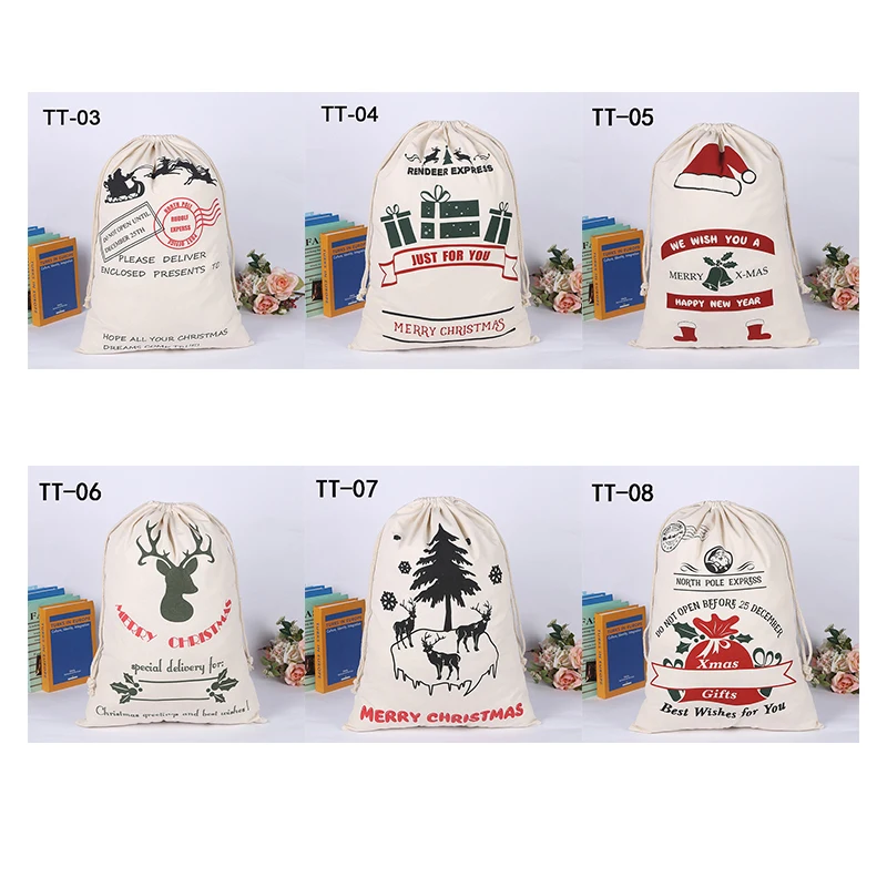 1 шт. Санта Рождественский подарок шнурок холст мешок большой Клаус Подарочный