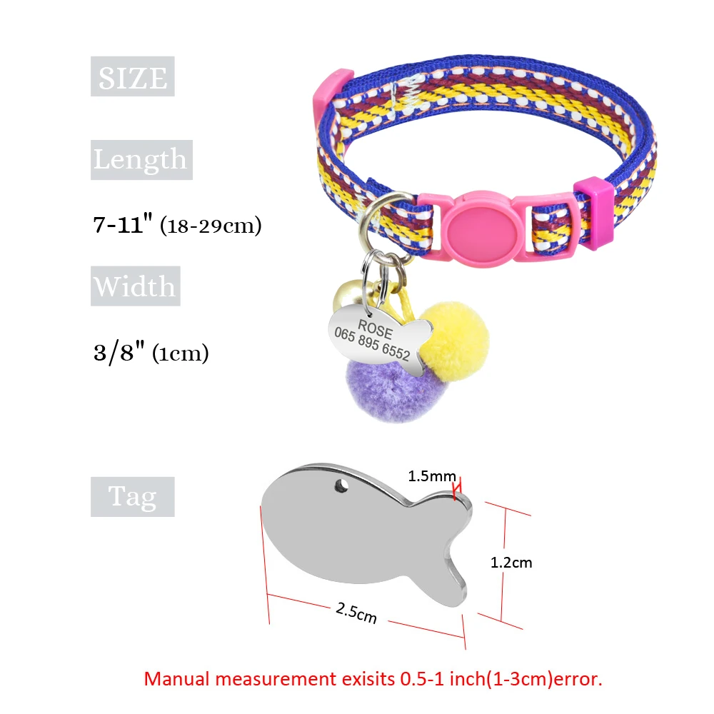 Ошейник для кошки индивидуальный нейлоновый ошейник котенка персональный щенка