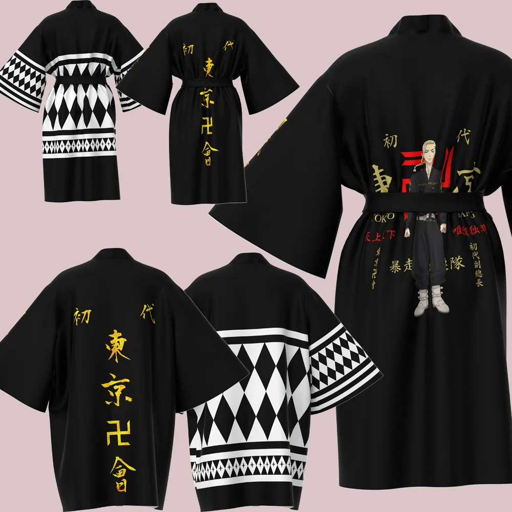 

Anime Tokyo Revengers Cosplay Cloak Hanagaki Takemichi Ken Ryuguji Haori Kimono Coat Jacket Tee Men Short-sleeve Sano Manjirou