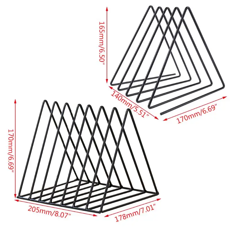 

Metal Iron Storage LP Record Rack Triangle Shaped Book Magzine Holder Multifunction Desk Record Shelf Organizer Home Office G99B