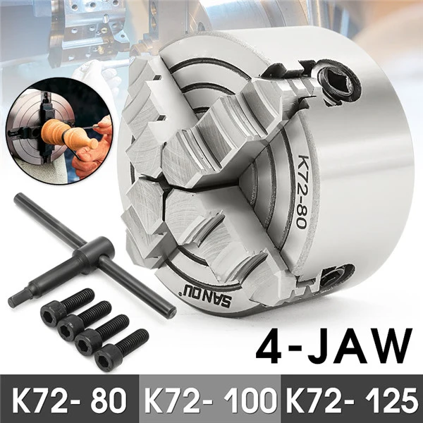 K72 80/K72 100/K72 125 4 кулачковый токарный патрон 80 мм/100 мм/125 мм независимый 1 шт.