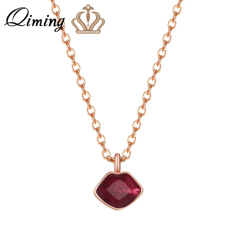 QIMING крошечное розовое золото сексуальное красное ожерелье с губами для женщин
