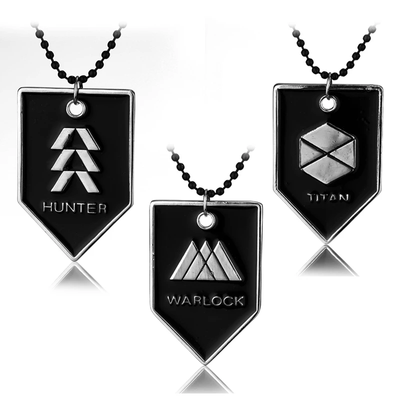 FPS Game Destiny 2 Necklace Black Titan Hunter Figure The Same Pendant Choker Game Fans Cosplay Gift Jewelry For Women Men