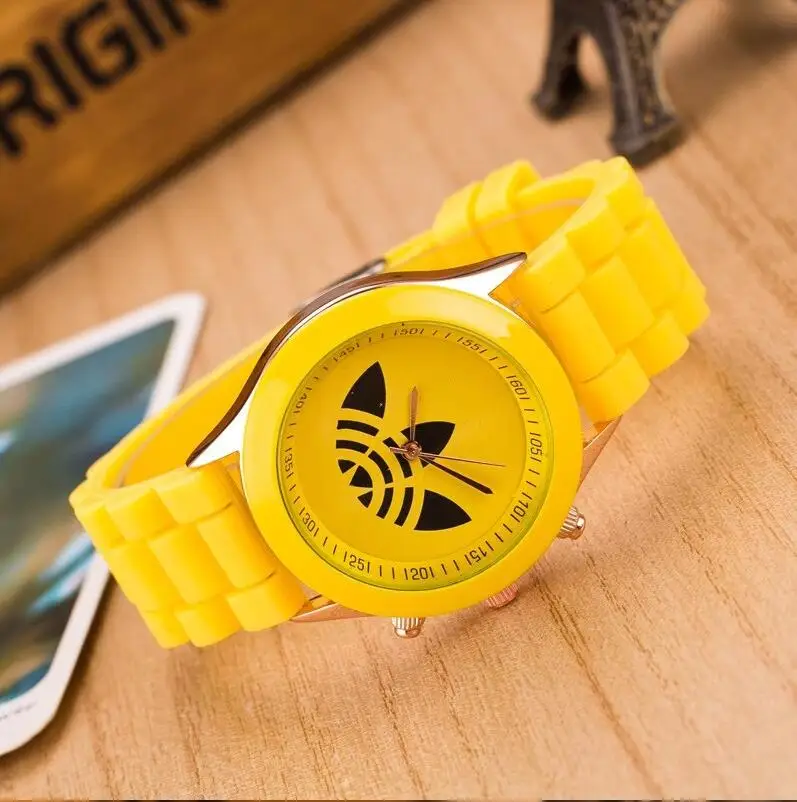 Yellow TIke Toke, reloj mujer, роскошные женские часы, модные, дизайн клевера, элегантные, President, силиконовое платье, мужские часы, Relogios Masculino 08 - Цвет: Yellow