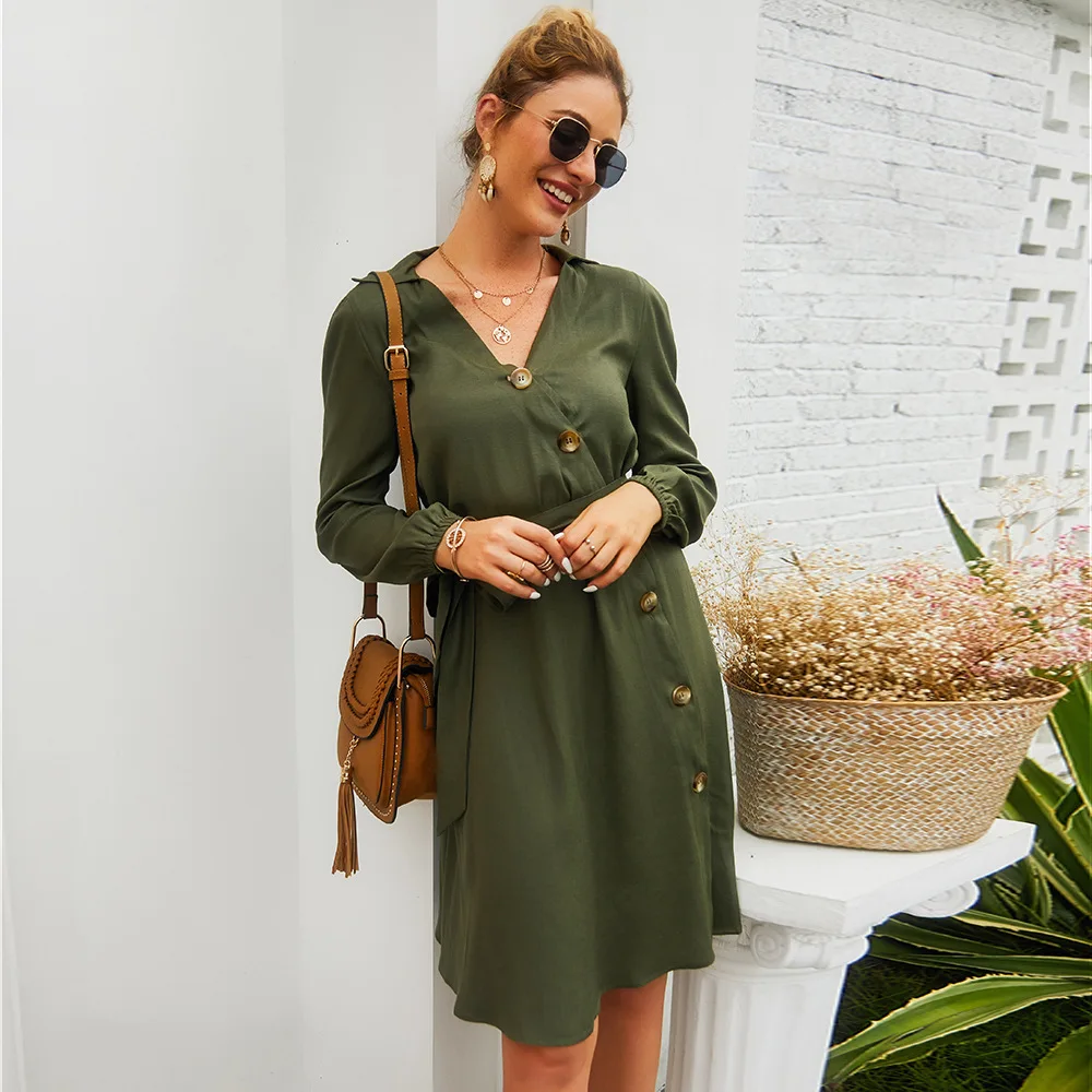 Винтажное армейское зеленое летнее женское платье 2019 Бохо стильное сексуальное