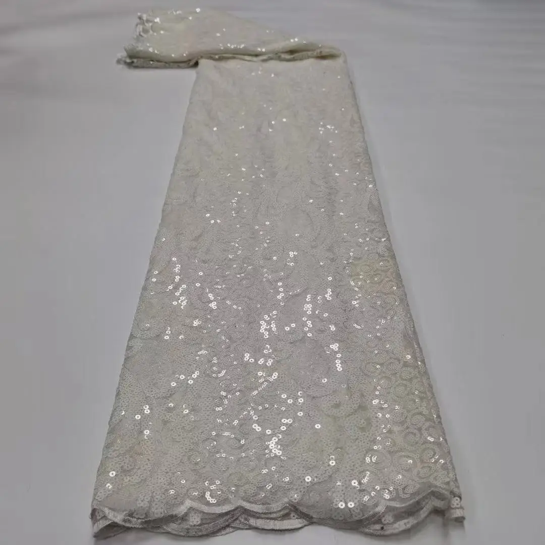 

African French Tulle Lace Fabric 2020 High Quality Lace Nigerian Sequence Net Lace Material For Women Dress QX1-23