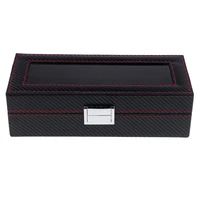 5 grids luxury watch box carbon fiber watch case holder organizer for rings bracelet display holder case boxes best gift