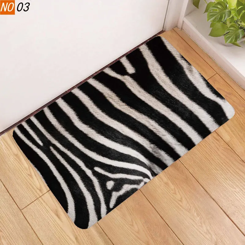 

40 * 60cm Leopard Zebra Toilet Door Mat Goose Down Non-slip Carpet Kitchen Living Room Floor Mat Bedroom Decorative Floor Mat .