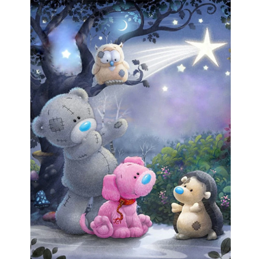 

AMPHIBOLE Cartoon bear full square diamond/round diamond DIY 5D diamond painting children's diamond embroidery home gift