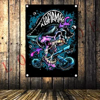 tattoo heavy metal rock music poster tapestry pop band banner four holes flag mural hanging painting bar cafe home decor