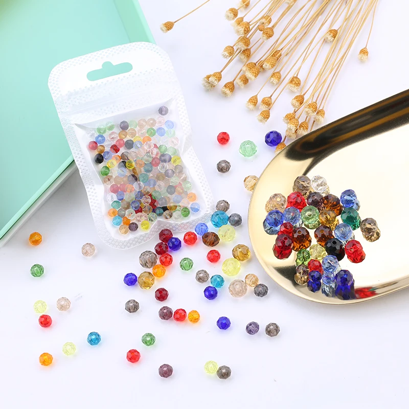 

wholesale 4-8mm clear faceted glass round beads Rondelle crystal Austria beads for bracelet necklace making DIY Jewelry findings