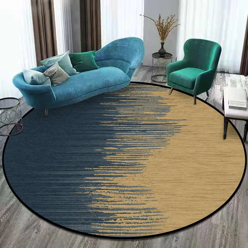 

modern simplicity nordic abstract gradient dark blue golden yellow living room bedroom hanging basket chair round mat carpet