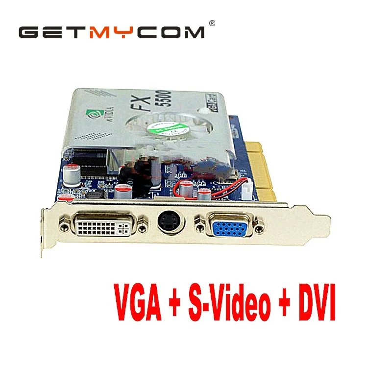 Getmycom оригинал для PCI FX5500 256 Мб 128 бит DDR VGA + DVI S порт видеокарта поддержка 2X / 4X