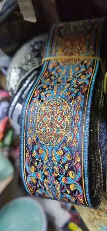 2''5cmx8YARDS классические сапоги класса люкс лямки футболка с национальным узором, с вышивкой, плетеная жаккардовая из Полиэстера Лента костюм "сделай сам" с кружевной отделкой