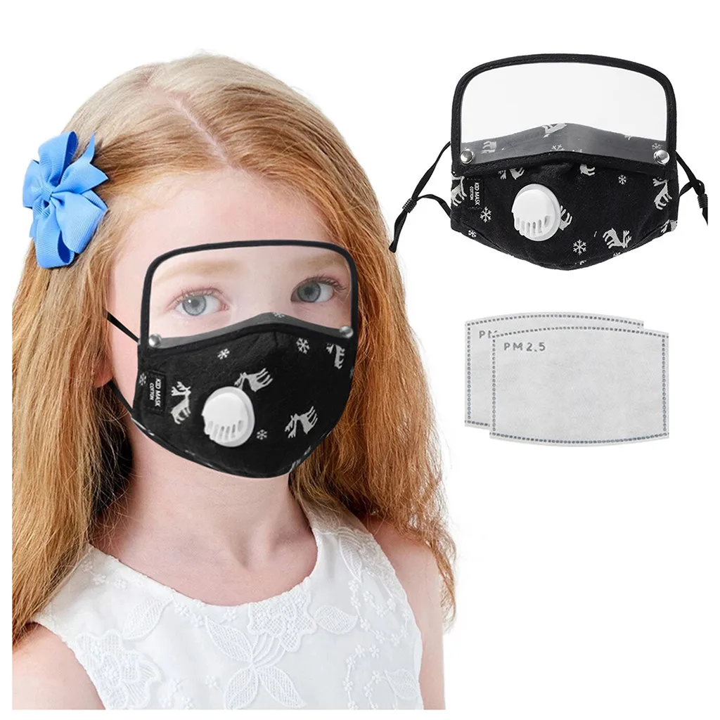 1PC Kids' Face Maske Washable Reusable With 2pcs Filters Detachable Eye Shield face cover anti-spray health protective máscara |