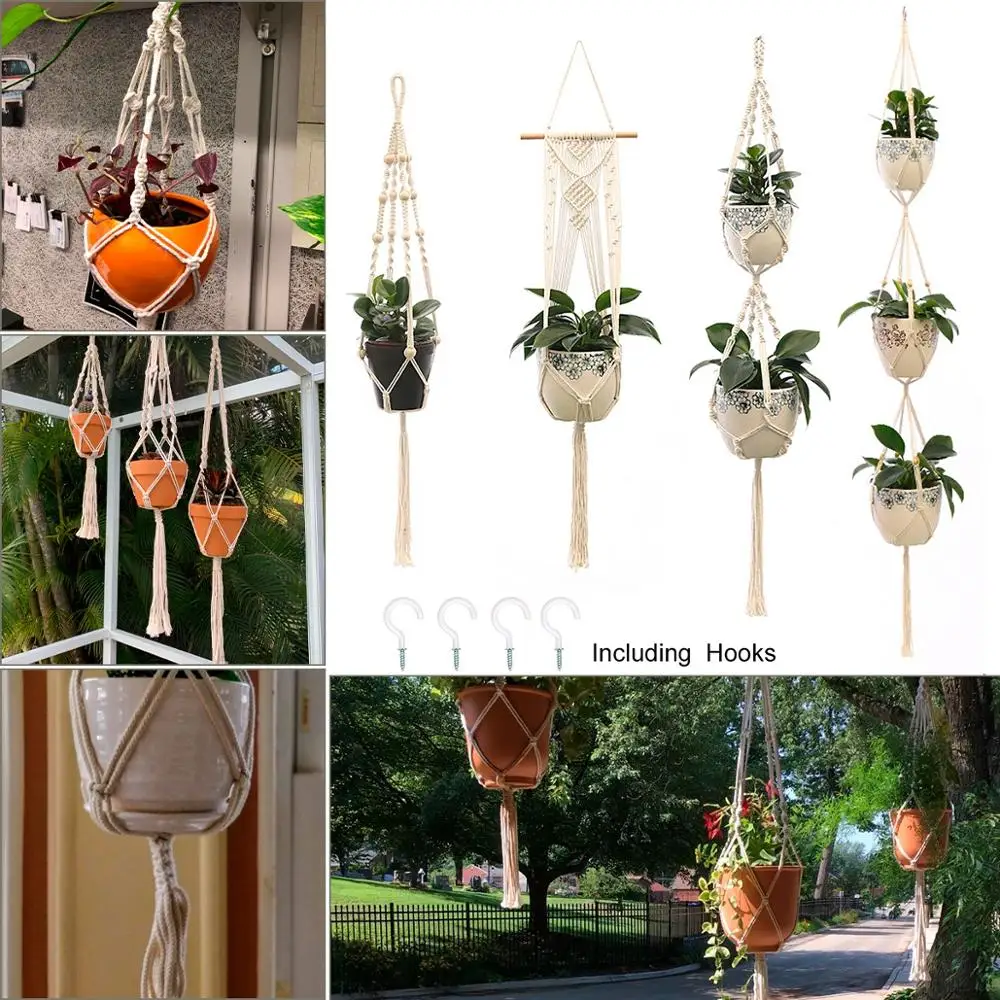 Hot Sales 100%Handmade Macrame Wall Hanging Plant Hanger Flower/Pot For Decor Planter Basket | Дом и сад