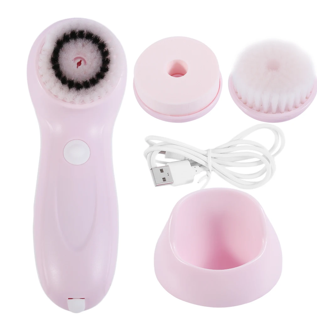 

3 In1 Multifunctional Facial Cleaning Tools USB Rechargeable Electric Rotating Facial Cleansing Brush Cleaners Scrubber Summer