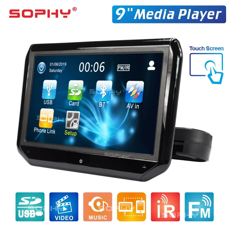 9-дюймовый монитор на заднее сиденье автомобиля MP5 видеоплеер USB SD IR FM телефонная