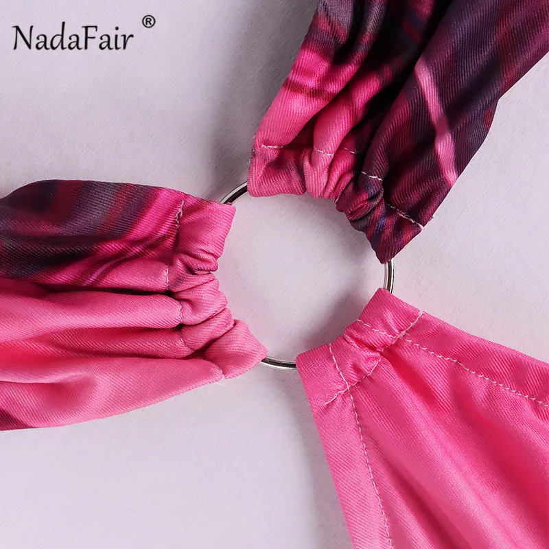 

Nadafair Tie Dye Summer Dress Women Waist Cut Out Backless Halter Robe 2021 Festival Clubwear Bodycon Sexy Party Maxi Dresses