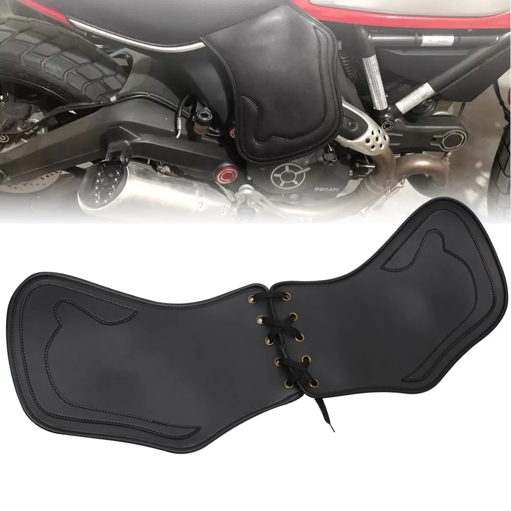 

Motorcycle Black Leather Heat Saddle Shield Deflectors For Harley Touring Street Road Glide Dyna Fatboy Softail Sportster XL 883